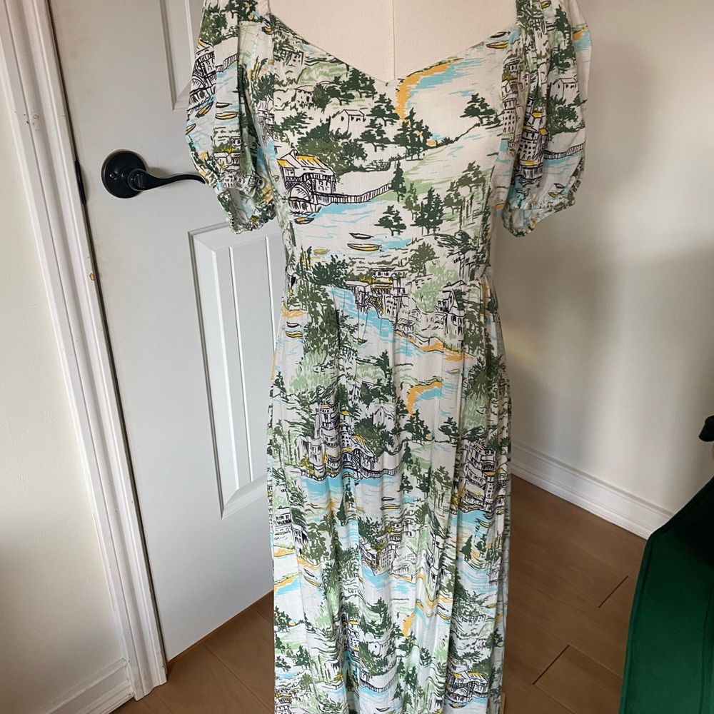 Sugarlips NWOT Scenic Print Puff Sleeve Dress